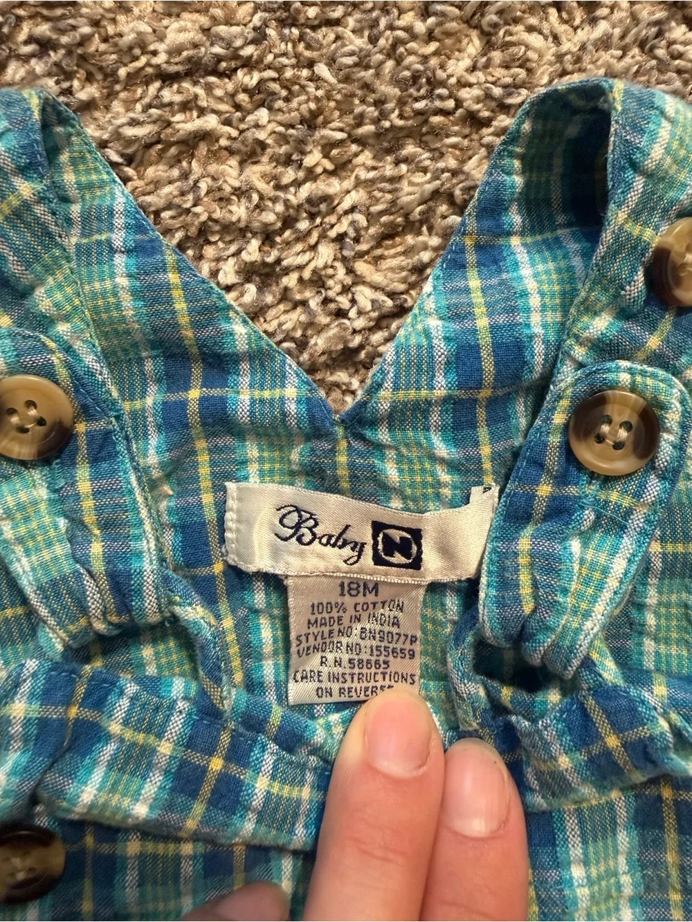 Vintage Green and Blue Plaid Cotton Overalls